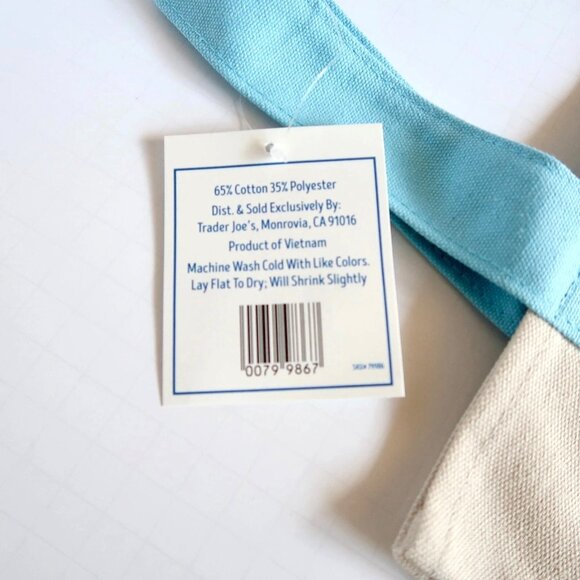 NEW Limited Trader Joe’s Mini Pastel Canvas Tote Bag with Tags - Blue - Picture 4 of 8